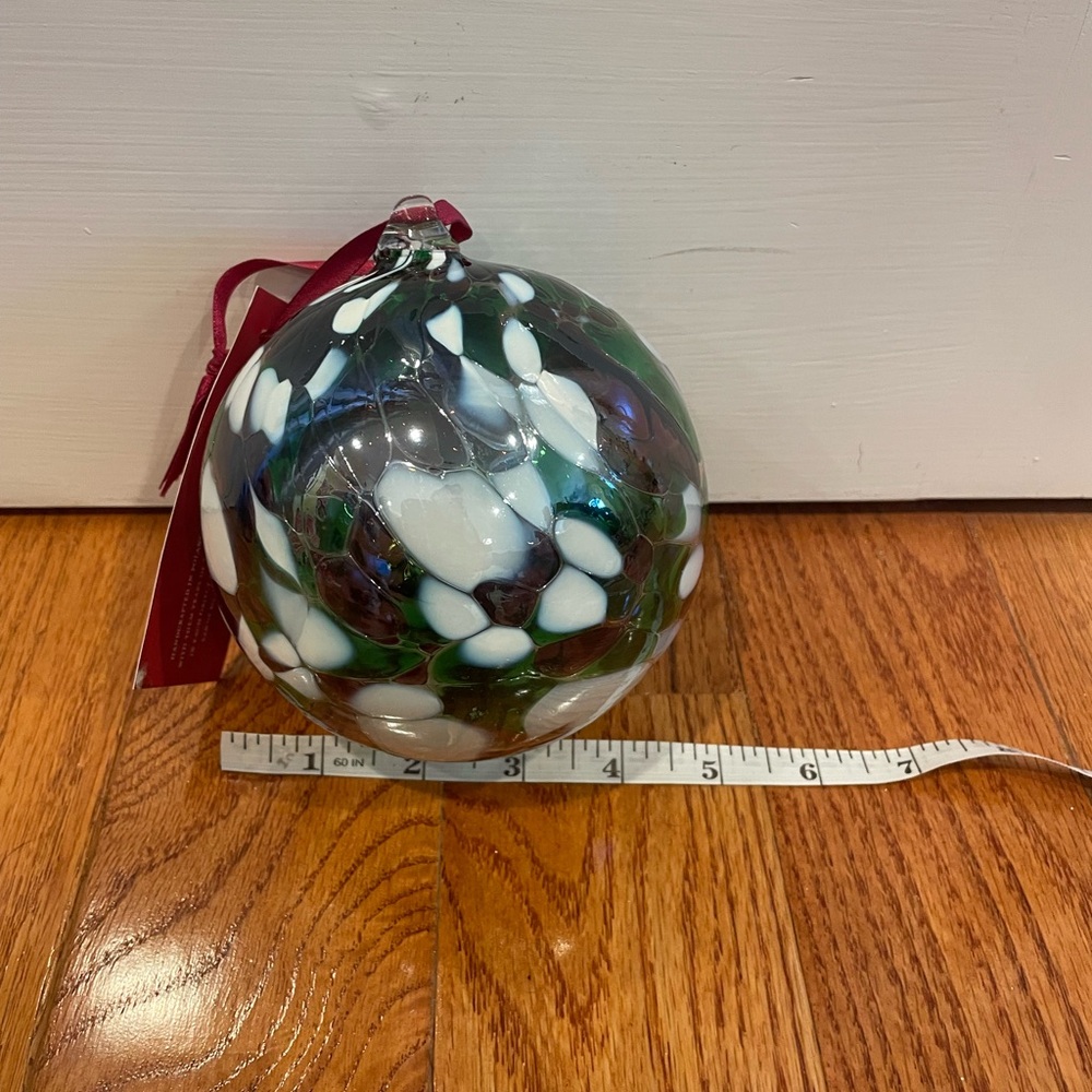 Handcrafted Glass Ornament with Multicolor Design - Picture 6 of 7